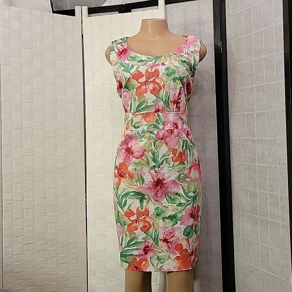 BRAND NEW JONES NEW YORK FLORAL TROPICAL SLEEVELESS ROUNDNECK LINE DRESS - Picture 9 of 14